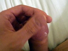 Foreskin play big wet mushroom head uncut cock bedroom