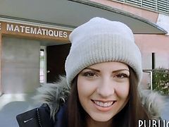 European hottie fucked behind the school