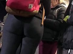 Lovely girl with  big ass and gray leggings 2