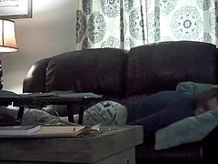 My wife Krysta on hidden cam masturbating in the living room