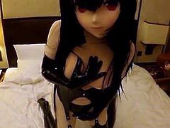 latex kigurumi stroking