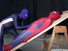 Spiderman is captured by a gay hero