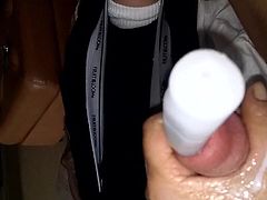 HUGE silicone urethral sound w cum