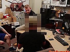 Gaystraight pawnshop amateur sucked for cash