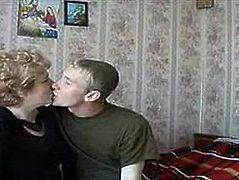 Russian granny fucked by young boy