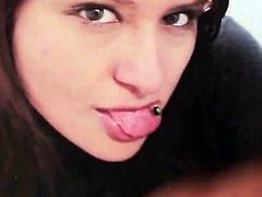 Araceli's pierced tongue gets my cum - Video Tribute by HRGA