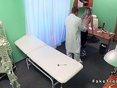 Doctor examines and fucks blonde babe