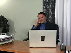 Max Cameron fucks his old friend in the office