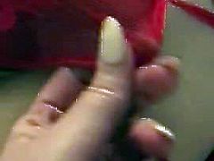 Sissy squirts in his panties when girlfriend teases him