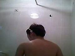 Asian taking shower a