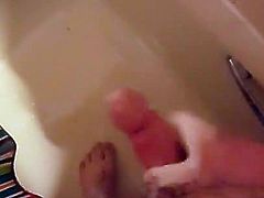 Soapy shower wank