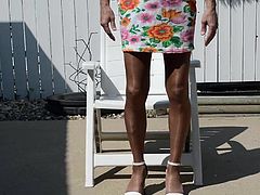 More Outdoor in Flower Dress and Pantyhose