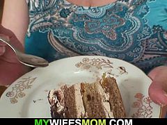 Big boobs mother-in-law pleases him