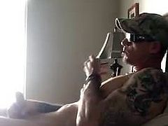 Redneck Hunky daddy smokes and jerks off