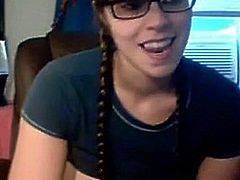 Busty Nerdy Webcam Girl Masturbates