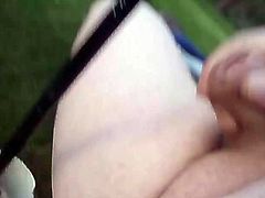 WANK AND CUM on GOLF COURSE (at hole)