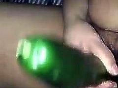 Desi housewife puts 14 Inch cucumber up her pussy