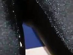 Close-up peeing and masturbating in my tight black pants 1
