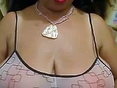 Sweet fat big nippled mature black tits striped on webcam