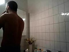 beautiful guy under shower