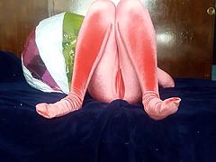 Zentai pink velour inflatable humping