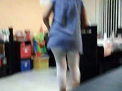 wife bend over with white leggin