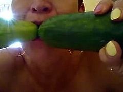 Hungarian Mature suck Two bananas and cucmbers.Orsolya Kubik