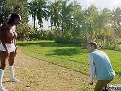 Ebony twerking at golf court