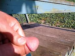 Pissing off porch after morning nut