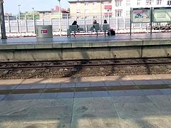 Am Bahnsteig mit dem Schwanz gespielt
