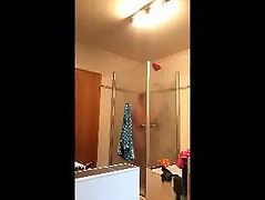 Taking a shower with hidden cam