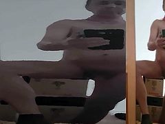 0240 Men films himself totally naked in the mirror for every