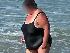 ssbbw granny in the black wet swimsuit