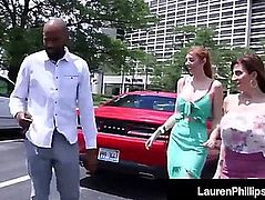 Lauren phillips has interracial three way in boober car service!