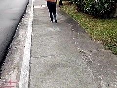 Candid Filipina Girl Walking