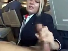 Hot airline stewardess sucks cock on plane Part 1