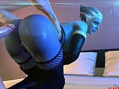 Sexy big ass and big tits Liara T'soni gets pussy fucked by long strong dicks and plays with cunts.