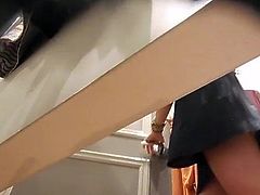 Voyeur Brunette with amazing ass changing