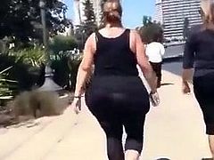 Fat butt walking the waterfront.