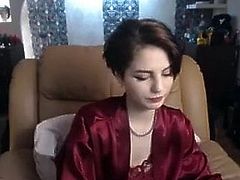 Anna having a cigarette webcam in Lingerie