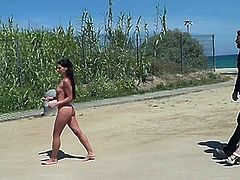 Petite Spanish slave walked in public