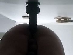 Fucking my ass with a huge dildo and dripping precum