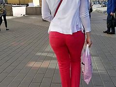 MILF's ass in red pants