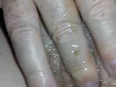 Cum on wife's hand and pussy