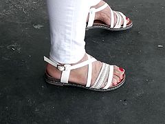 turkish granny barefoot in sandals