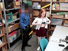 Security guard talks lovely Ella Hughes into fucking with him
