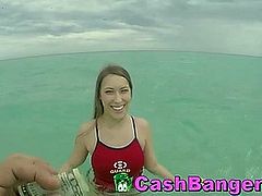 Game Beach Guard Persuaded With Money Sucks Strangers Cock