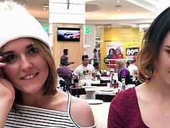 Wild teens kiss, fuck & masturbate all over the mall