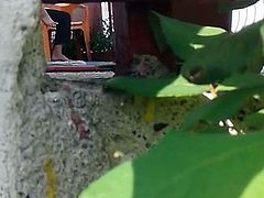 Secretly filmig aunt's hot feet on balcony