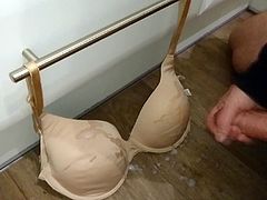 Mate with big cock cums on my gfs bra